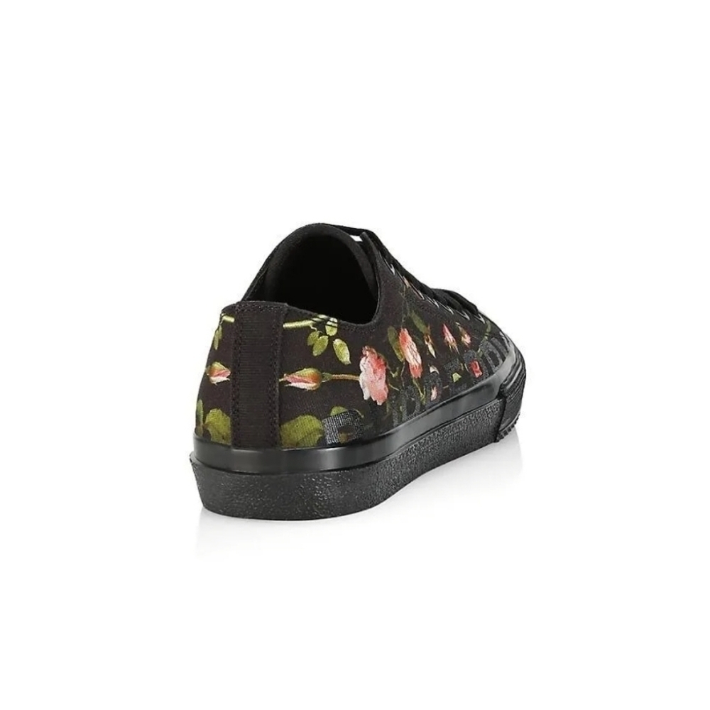 Burberry Unisex Larkhall Rose-Print Canvas Sneakers - Black NWT Size 12 - Picture 2 of 11